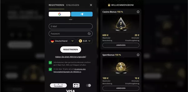 Registrierung und Anmeldung bei LexCasino